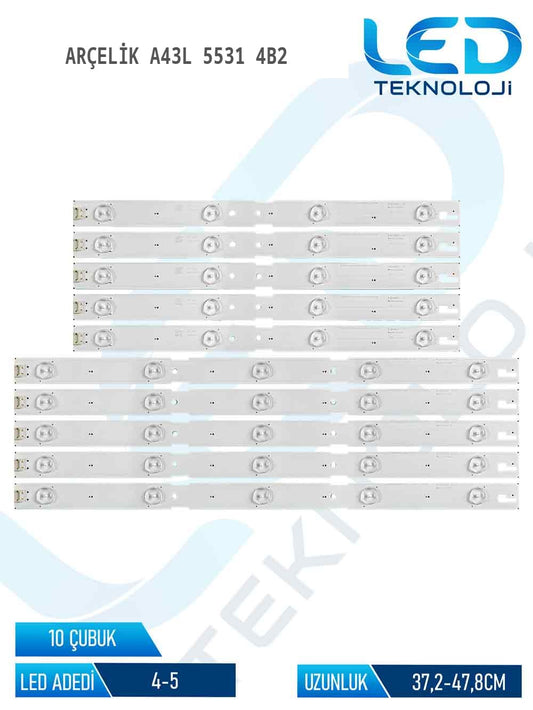Arçelik A43L 5531 4B2 10 Parça 43 inc Tv Led Bar