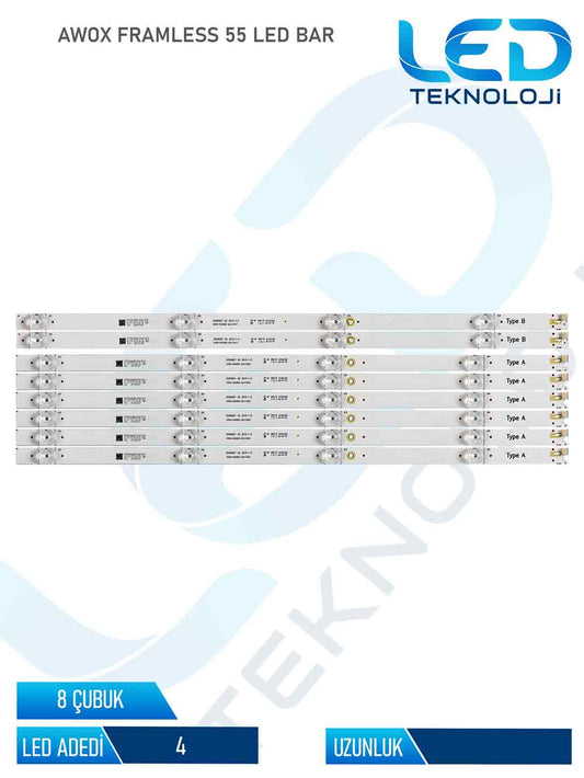 AWOX FRAMLESS 55 8 Parca 55 inc Tv Led Bar