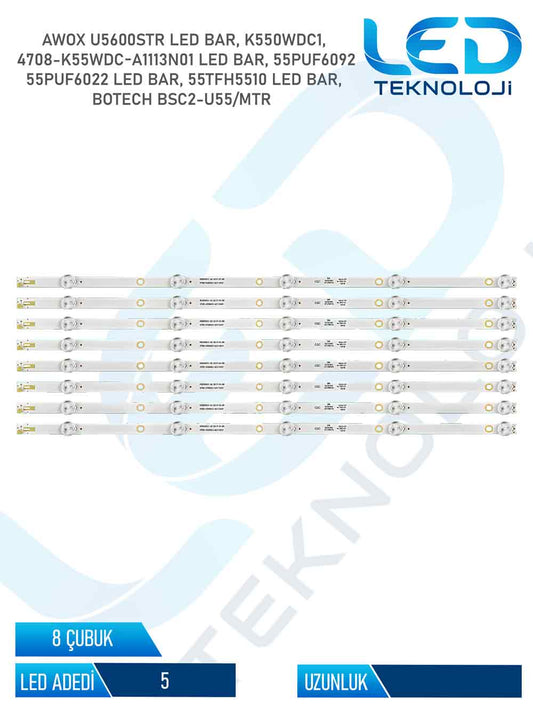 Awox U5600STR/4K/S 8 Parça 55 inc Tv Led Bar
