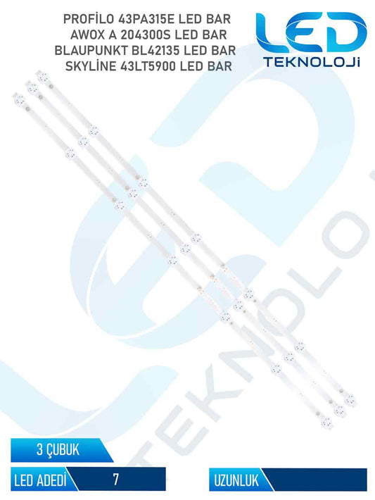 PROFİLO 43PA315E 3 Parça 43 inc Tv Led Bar