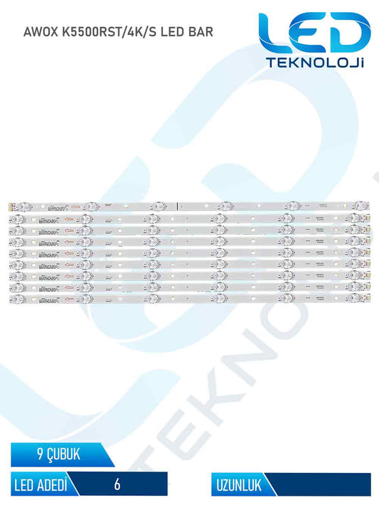 AWOX K5500RST/4K/S 9 Parça 55 inc Tv Led Bar