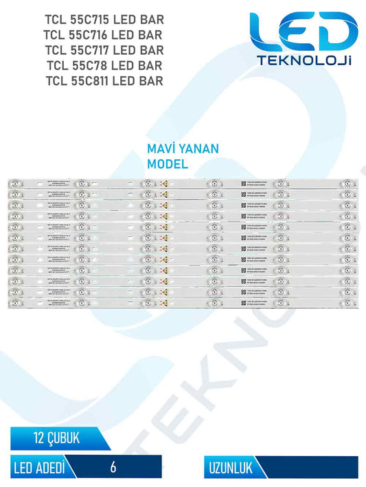TCL 55C715 12 Parça 55 inc Tv Led Bar