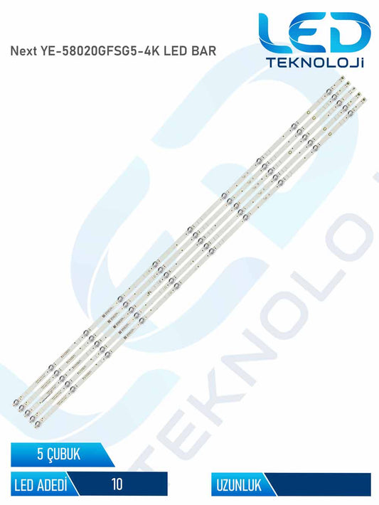 Next YE-58020GFSG5-4K Led Bar 5 Parca 58 inc
