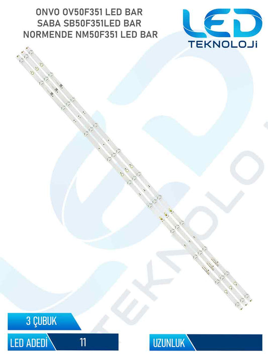 Onvo OV50F351 Tv Led Bar 3 Parca 50 inc