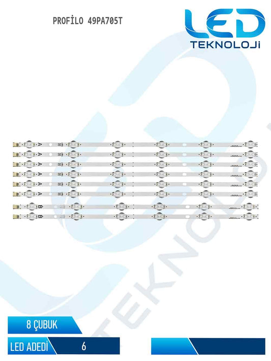 Profilo 49PA705T 49'' 8 Parça Tv Led Bar