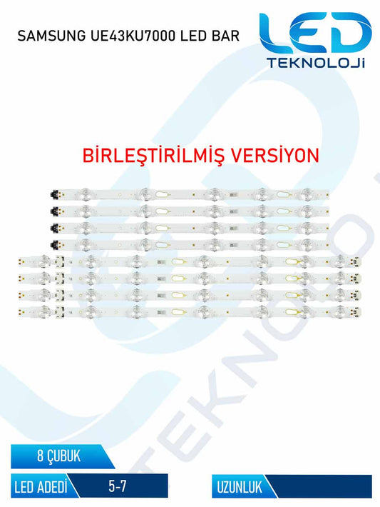 SAMSUNG UE43KU7000 Tv Led Bar 8 Parca 43 inc