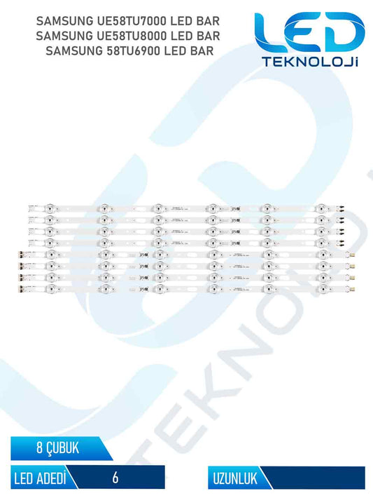 Samsung UE58TU7000 Tv Led Bar 8 Parca 58 inc