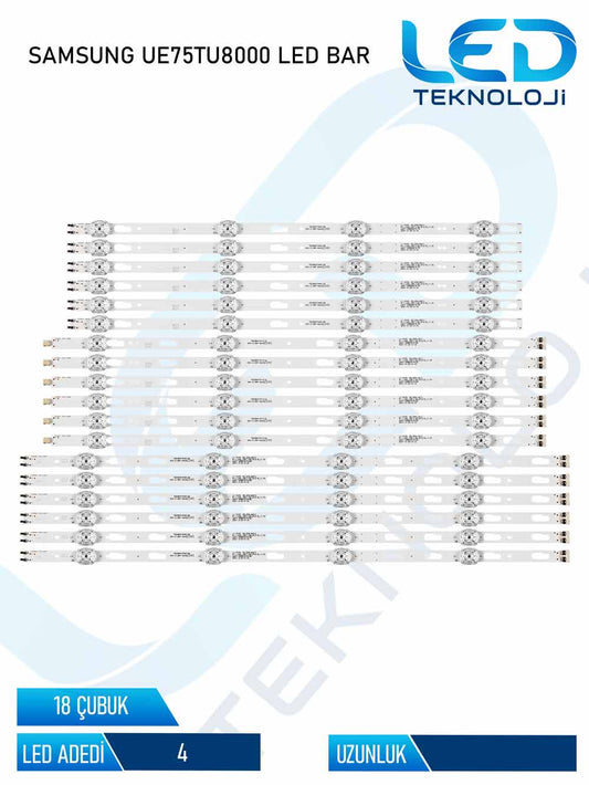 SAMSUNG UE75TU8000 Tv Led Bar 18 Parca 75 inc