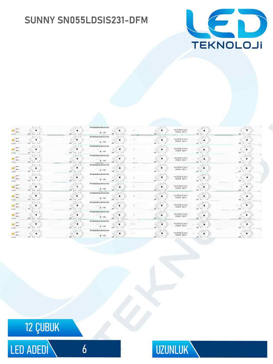 Sunny SN055LDSIS231-DFM 12 Parca 55 inc Tv Led Bar