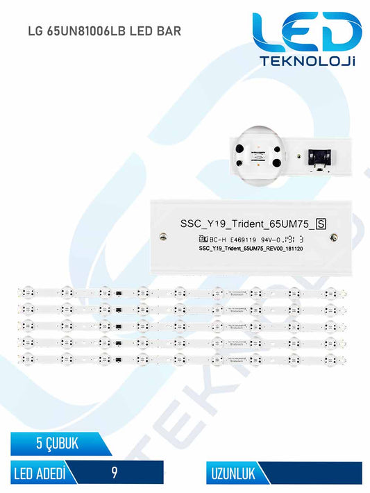 LG 65UM7520 Led Bar 5 Parca 65 inc