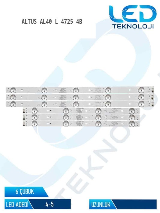Altus AL40 L 4725 4B 40'' 6 Parça Tv Led Bar