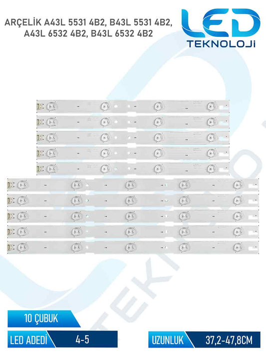Arçelik A43L 5531 4B2 10 Parça 43 inc Tv Led Bar