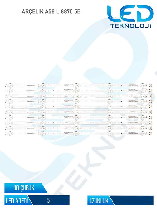 Arcelik A58L 8870 5B 10 Parca 58 inc Tv Led Bar