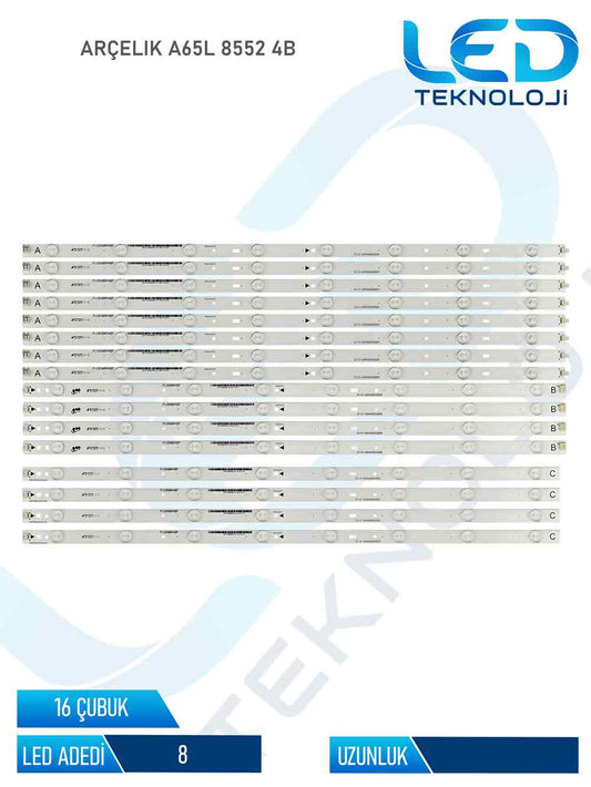 Arçelik A65L 8552 4B 16 Parca 65 inc Tv Led Bar