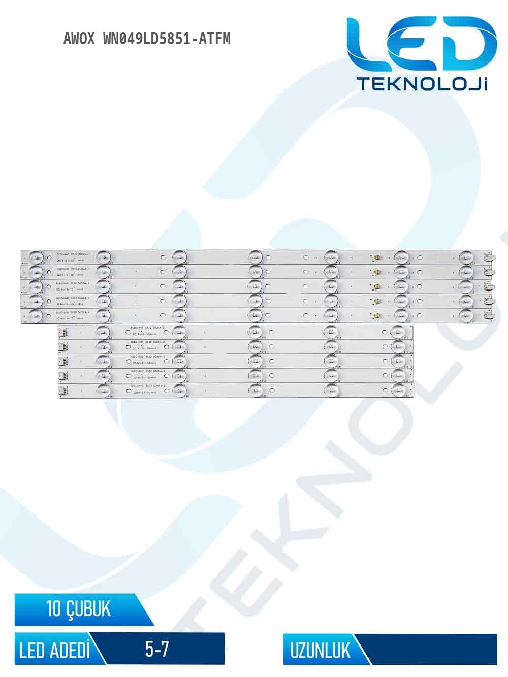 Awox WN049LD5851-ATFM 49'' 10 Parça Tv Led Bar