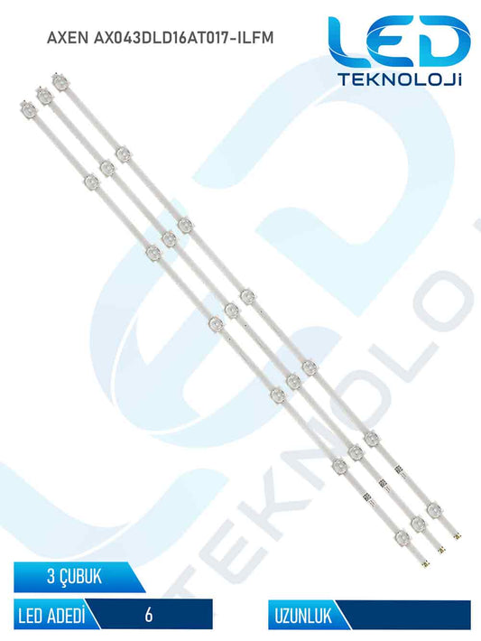 Axen AX043DLD16AT017-ILFM 3 Parça 43 inc Tv Led Bar