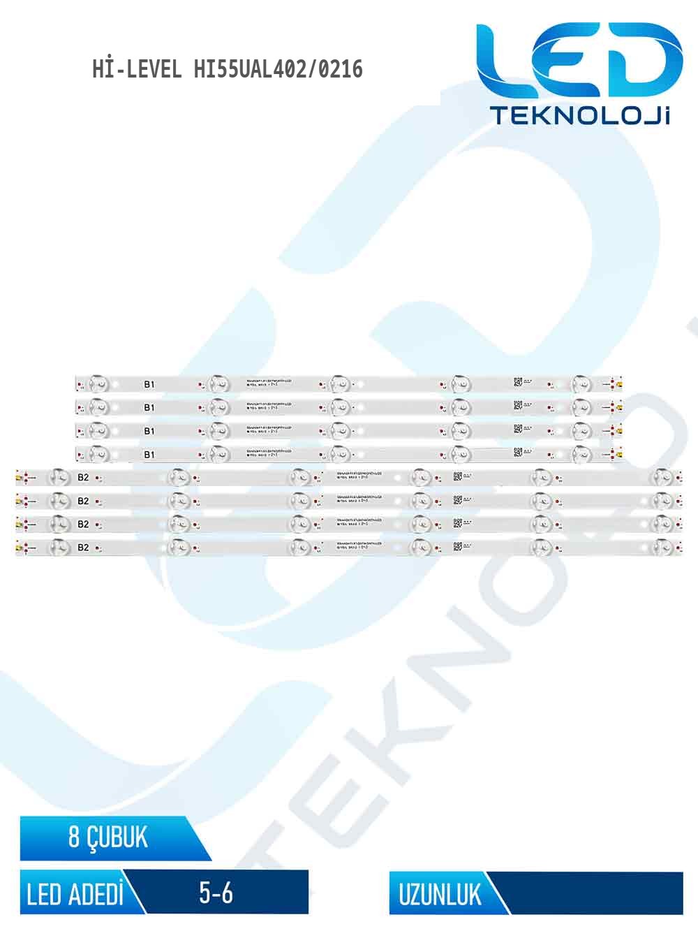 Hi-Level HI55UAL402/0216 55'' 8 Parça Tv Led Bar