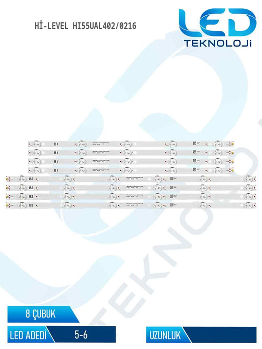 Hi-Level HI55UAL402/0216 55'' 8 Parça Tv Led Bar