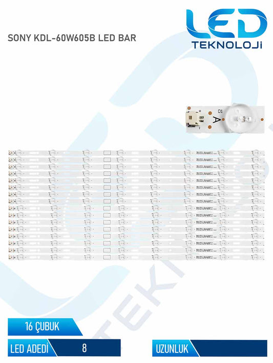 SONY KDL-60W605B Led Bar 16 Parca 60 inc