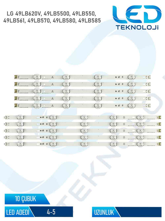 Lg 49LB620V 10 Parça 49 inc Tv Led Bar