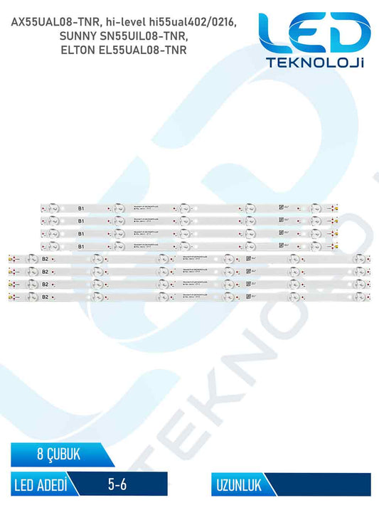 SUNNY SN55UIL08-TNR 8 Parça 55 inc Tv Led Bar