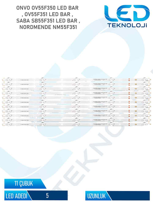 ONVO OV55F350 11 Parça 55 inc Tv Led Bar