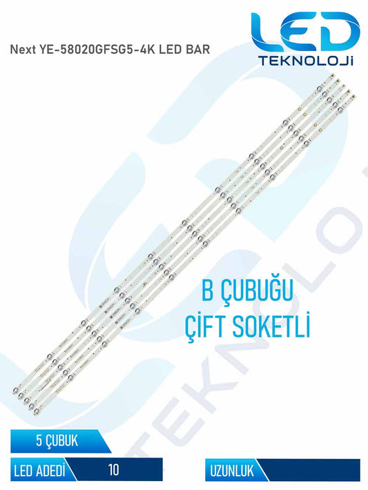 Next YE-58020GFSG5-4K Led Bar 5 Parca 58 inc