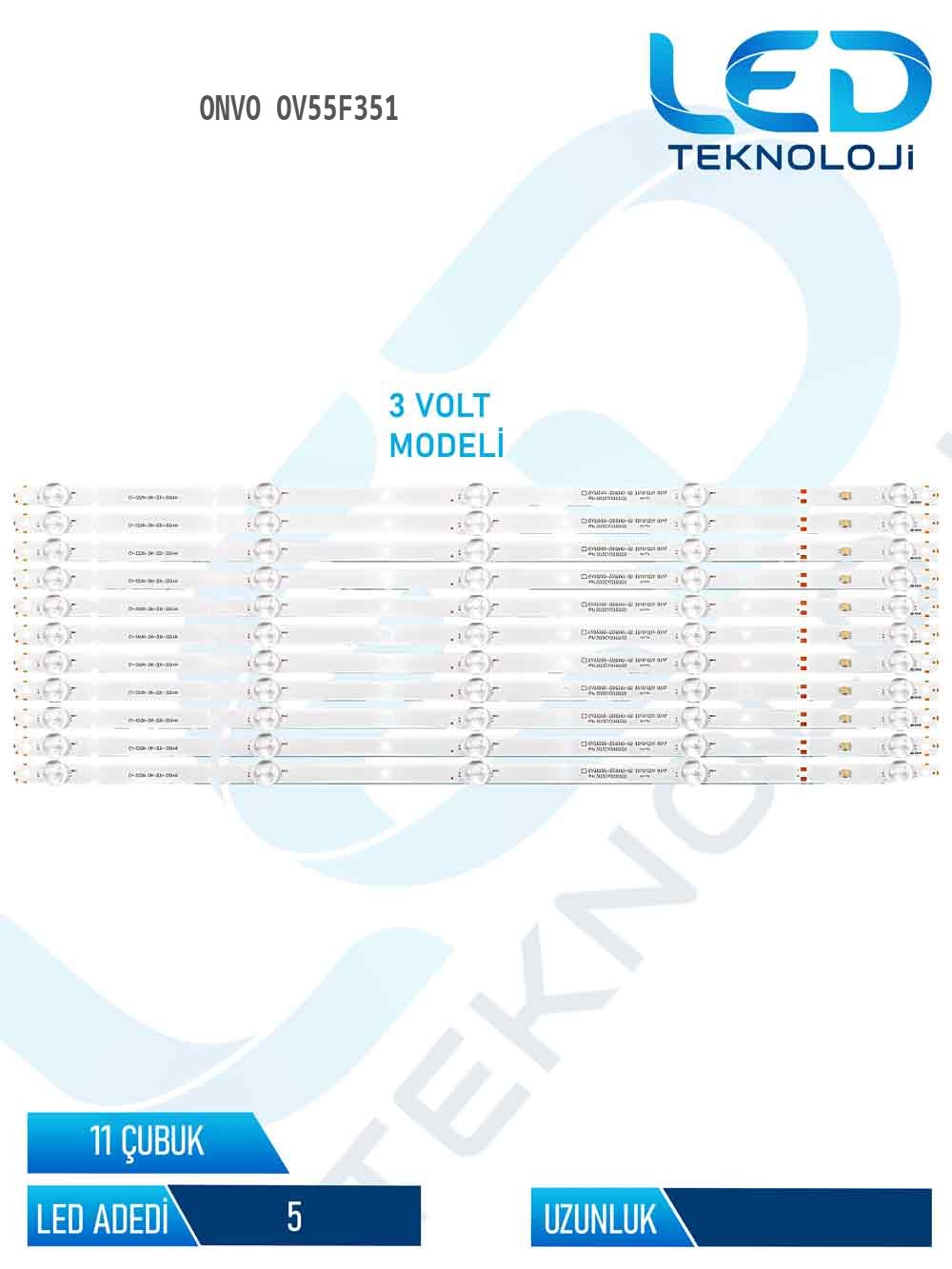 Onvo OV55F351 55'' 11 Parça Tv Led Bar