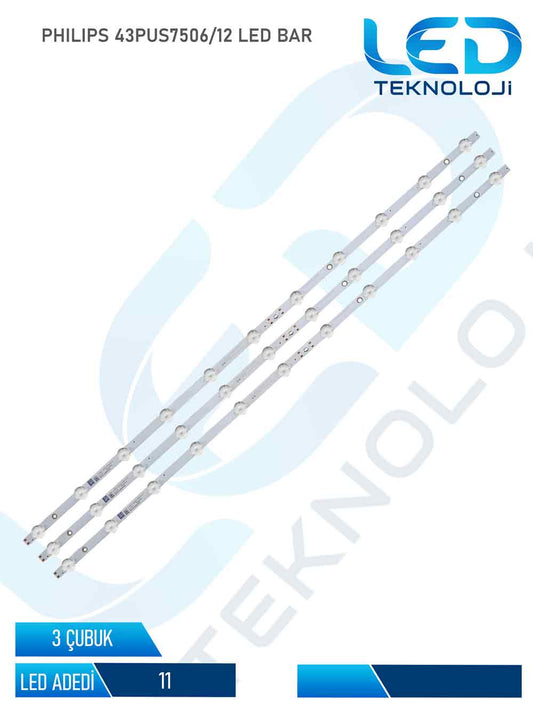 PHILIPS 43PUS7506/12  Led Bar 3 Parca 43 inc