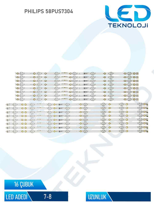 Philips 58PUS7304 Tv Led Bar 16 Parca 58 inc