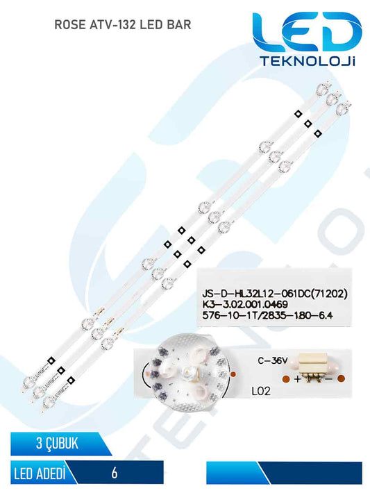 ROSE ATV-132 Led Bar 3 Parca 32 inc