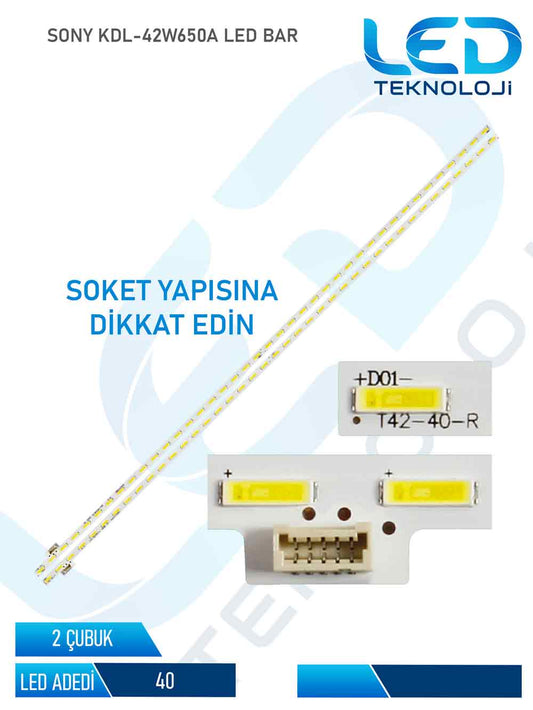SONY KDL-42W650A Led Bar 2 Parca 42 inc