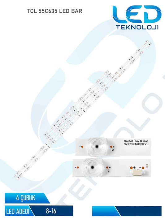 TCL 55C635 Led Bar 4 Parca 55 inc