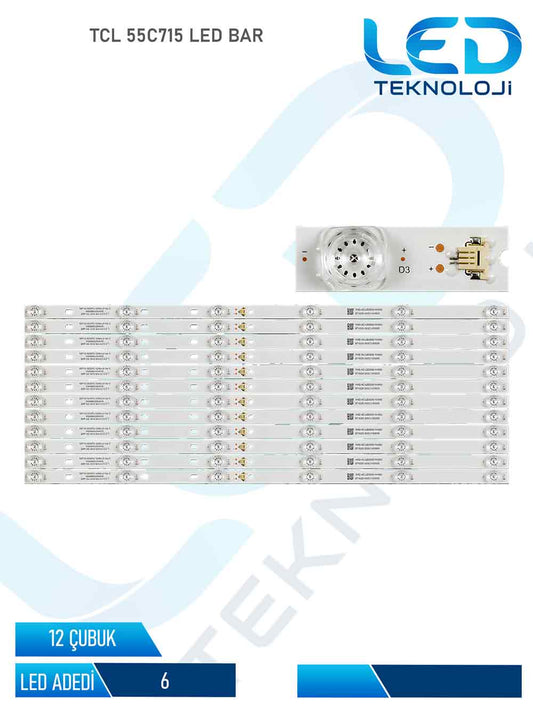 TCL 55C715 Led Bar 12 Parca 55 inc