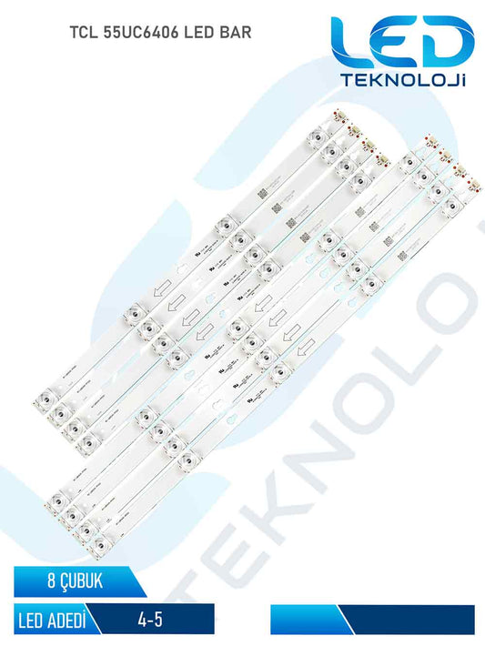 TCL 55UC6406 Led Bar 8 Parca 55 inc