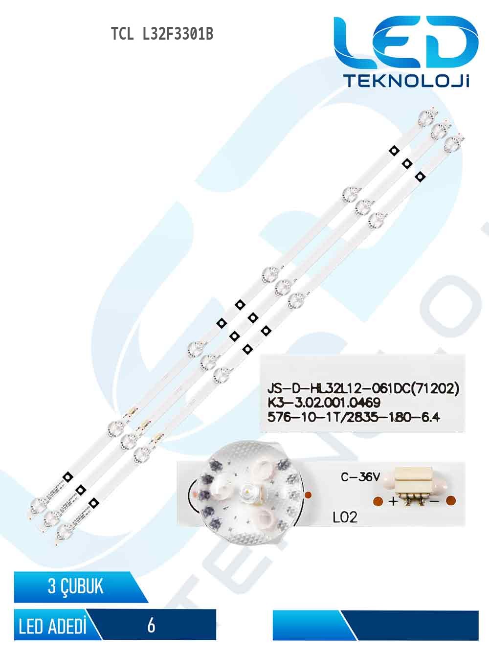 TCL L32F3301B 32'' 3 Parça Tv Led Bar