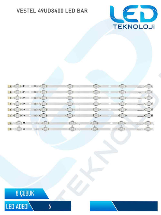 VESTEL 49UD8400 Led Bar 8 Parca 49 inc
