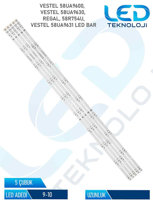 Vestel 58UA9600 Tv Led Bar 5 Parca 58 inc