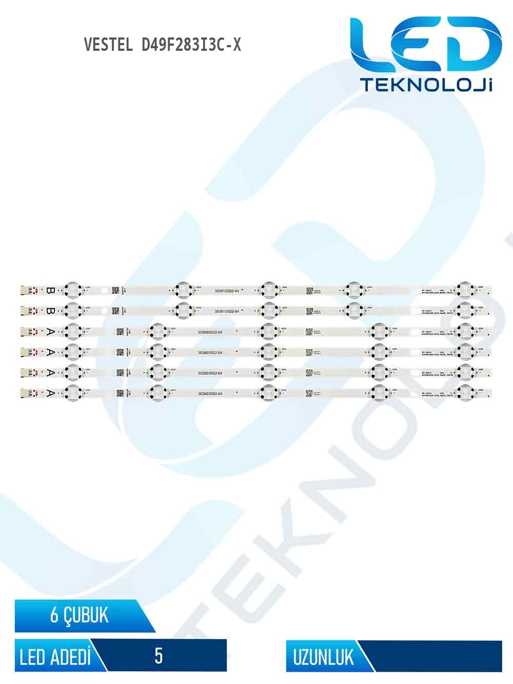 Vestel D49F283I3C-X 49'' 6 Parça Tv Led Bar